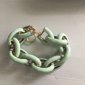 Mint and gold chunky chain bracelet